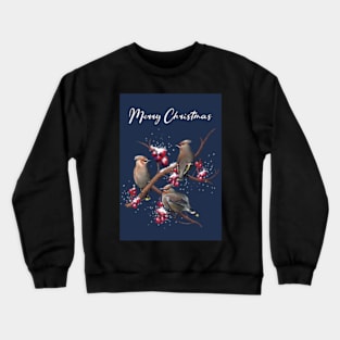 Bohemian Waxwings Christmas Card Crewneck Sweatshirt